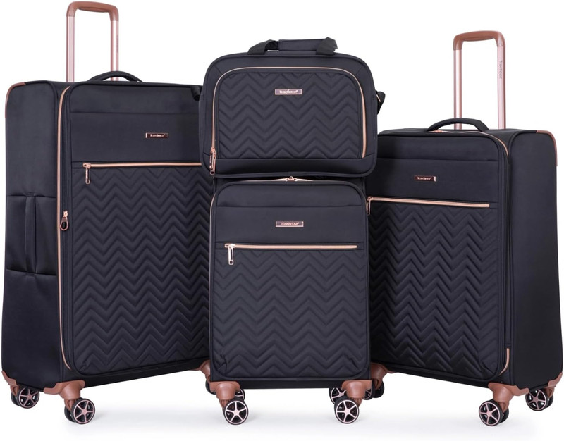 Luggage Set, Softside Suitcase 4-Piece (16/20/24/28), Expandable Lightweight Lug