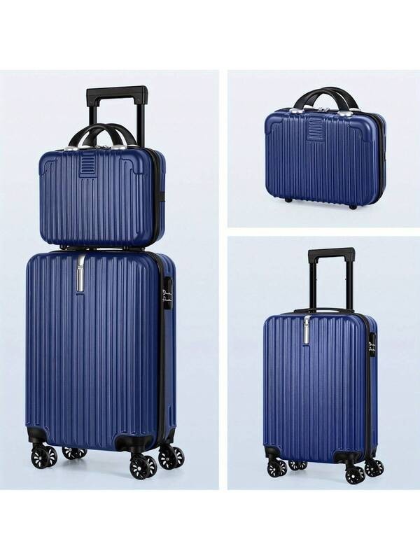 2PC Carry On Luggage Set 14” + 20” ABS Hardshell Spinner Suitcase w Lock