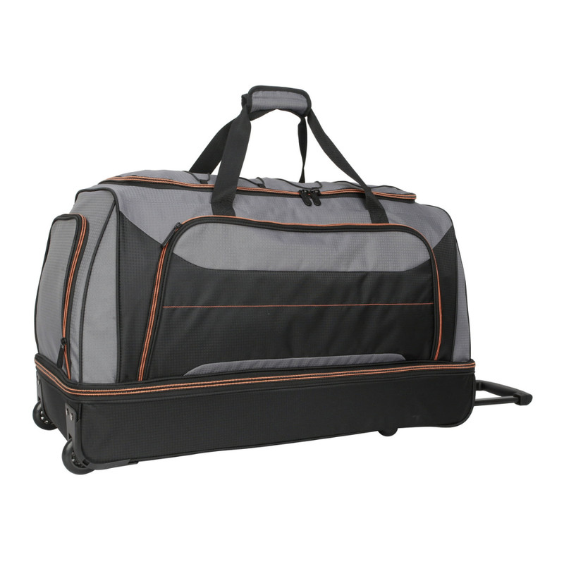 Protege 30 in Rolling Drop-Bottom Carry On Duffel Bag for Travel, Black and Gray gallery