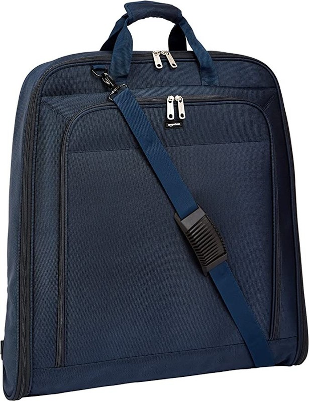 Amazon Basics Tri-Fold Garment Bag – Navy Blue, 40-Inch – new