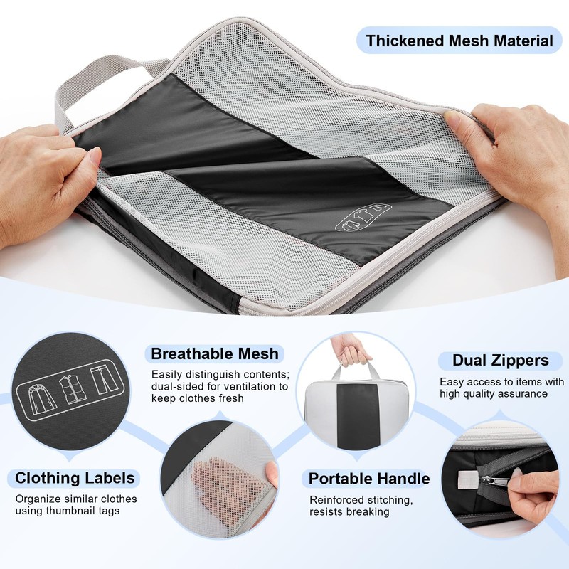 10-Pack Compression Packing Cubes for Travel Essentials,Compressible Expandab... gallery
