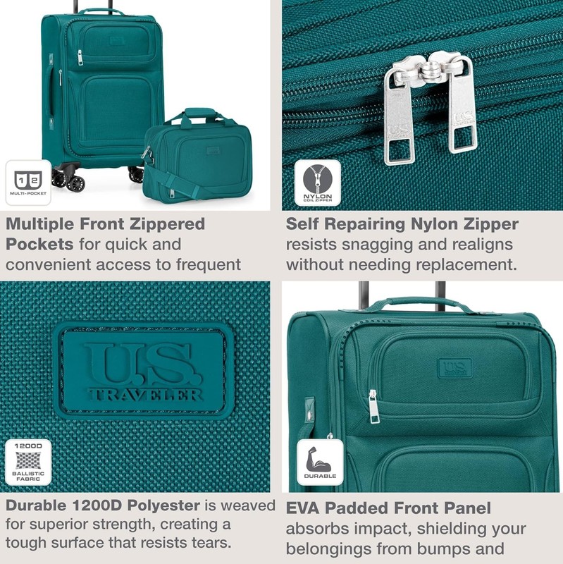 Rio Lightweight Teal Carry-on Suitcase, Spinner Wheels gallery