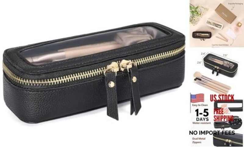 Clear Makeup Bag – TSA Structured Stylist (Slim – Hard Frame) 1 Slim Black
