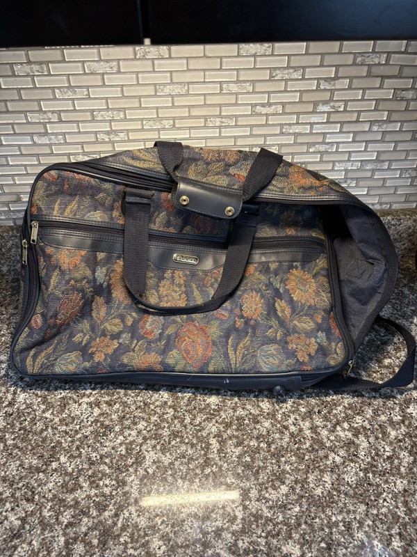 Vintage Jaguar Floral Tapestry Weekender Travel Luggage Bag Soft Shell Carry-on