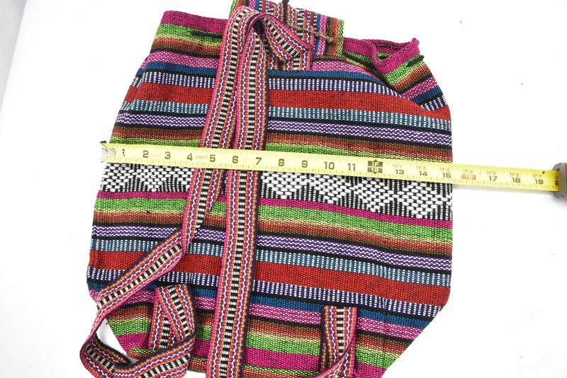 Artesanias Pinzon Multicolor One Size Womens Cotton Striped Backpack Bag gallery