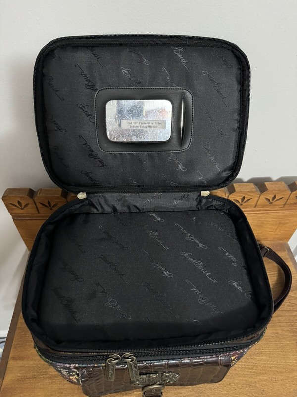 Vintage Laurel Burch Travel Cosmetic Makeup Train Case Cat Faces w/ 2 Small Bags gallery