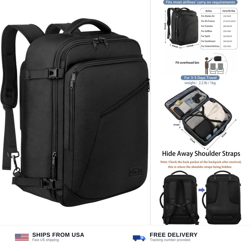 MATEIN Carry on Backpack, Extra Large Travel Backpack Expandable Airplane App...