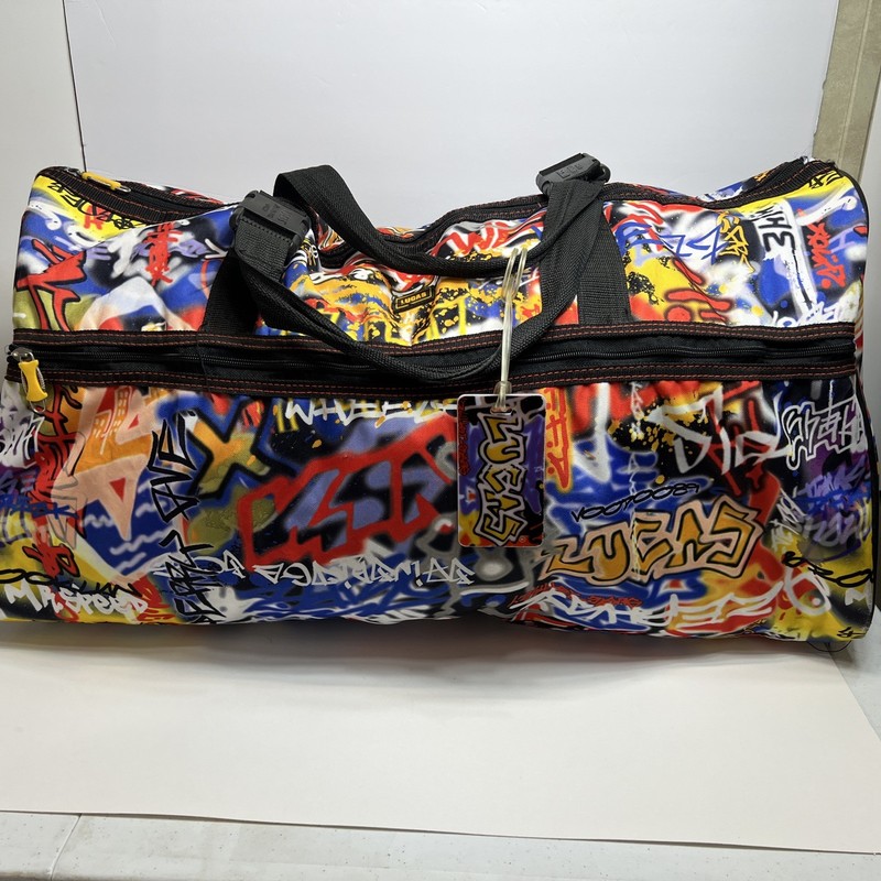 Lucas Multicolor Abstract Graffiti Large Duffle Bag Adjustable Straps Zippered