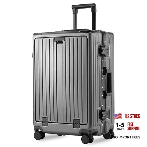 Check-In Luggage 24″ Aluminum Frame Zipperless Zipperless Luggage – Grey
