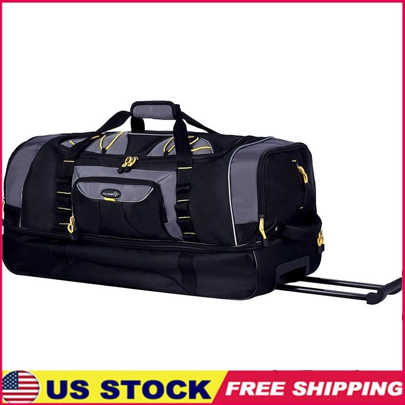 Large Travel Duffel Bag W/ Zip Pockets U-Shaped Opening Inline Skate Wheels New
