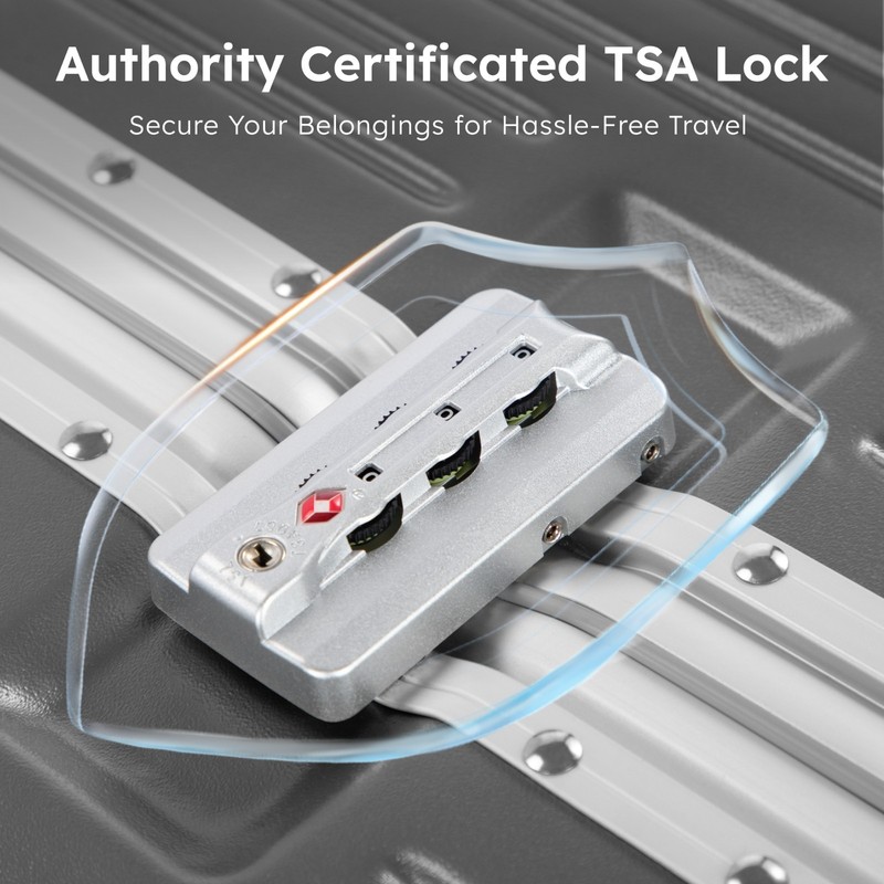 Large Aluminum Framed Suitcase Carry-On Luggage Travel Suitcase USB Port TSA gallery