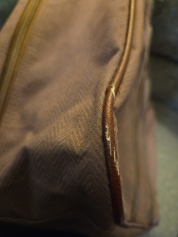 Polo Ralph Lauren Herringbone Garment Bag Brown Canvas Leather Trim Vintage gallery