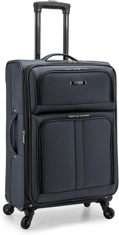 Anzio Softside Expandable Spinner Luggage, Dark Grey, Checked-Medium 26-Inch gallery