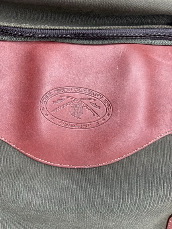 Orvis Battenkill Suitcase Large Hunter Green Canvas Leather Vintage USA gallery