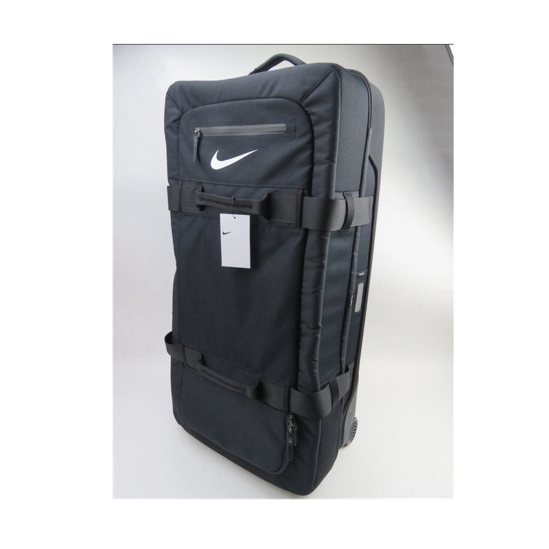 Nike Carry On Suitcase Black Polyester Solid Wheeled Rolling Luggage used