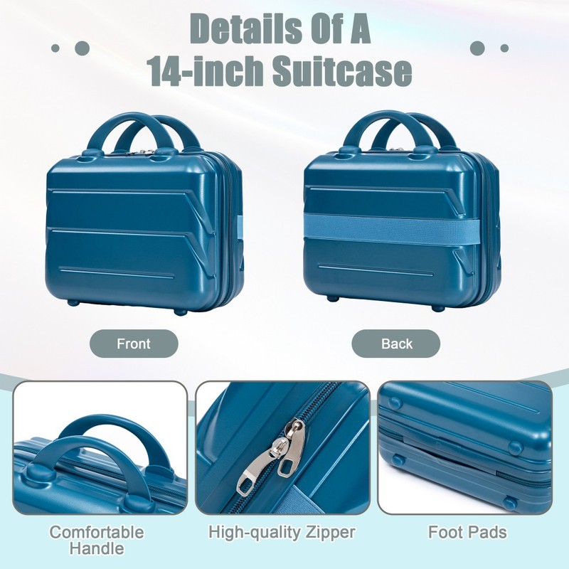 14-inch/20-inch ABS spinner luggage set, 2 pieces, with combination lock ( Blue) gallery