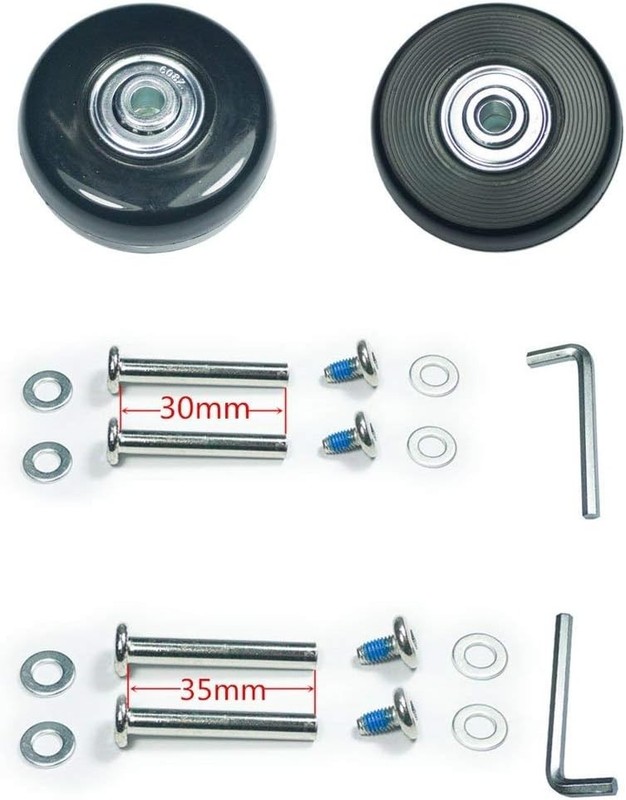 Suitcase Luggage Wheels Replacement Kit - OD40-64mm Wheels, ABEC 608zz, Set of 2 gallery