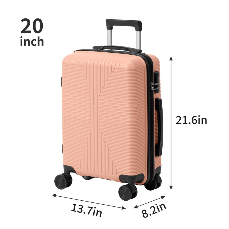 3PCS Luggage Set Hardside Spinner Suitcase PP Material Lock Travel Pink 20 24 28 gallery