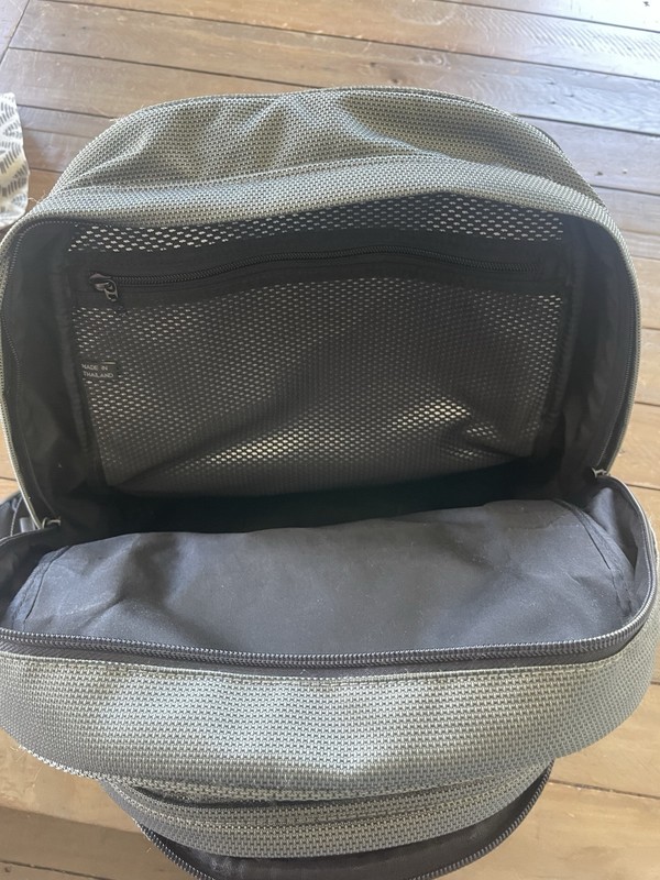 TUMI T2 Backpack Excursion Carry On Travel Bag Ballistic Leather Olive Black gallery