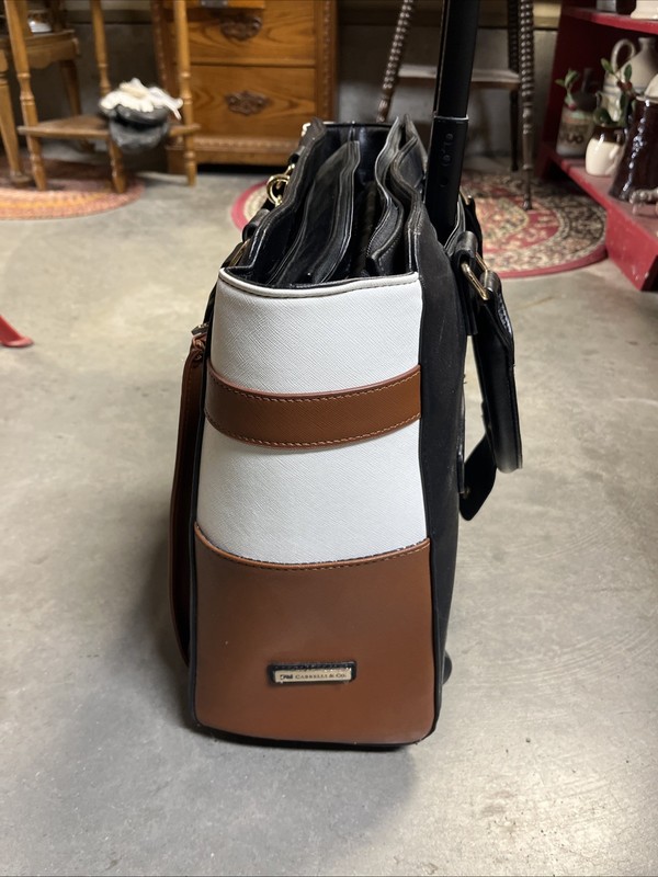Cabrelli Laura Lock Rolling Computer Bag/Briefcase Black, White, Cognac Leather gallery