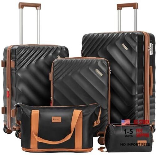 5 Piece Luggage Set—Explorable Hardside—20/24/28in—Black—Suitcases