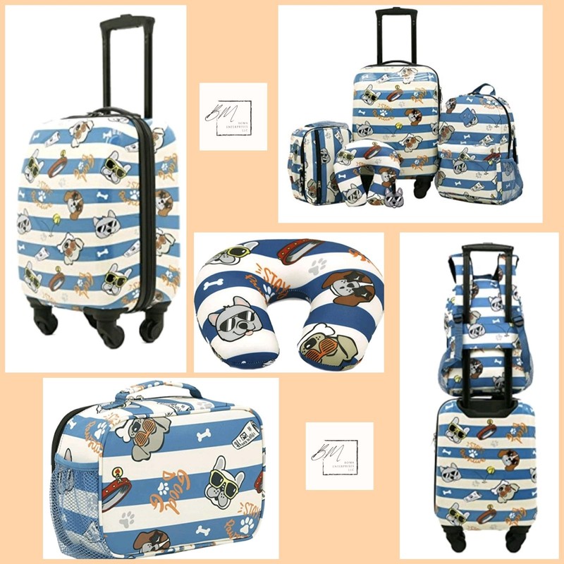 Travelers Club 5-Piece Kids’ Luggage Set Cool Dog NEW