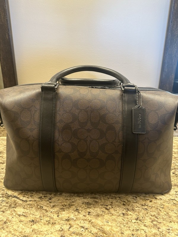 Coach Signature Canvas Weekender Duffle Bag Huge Tote Brown Black