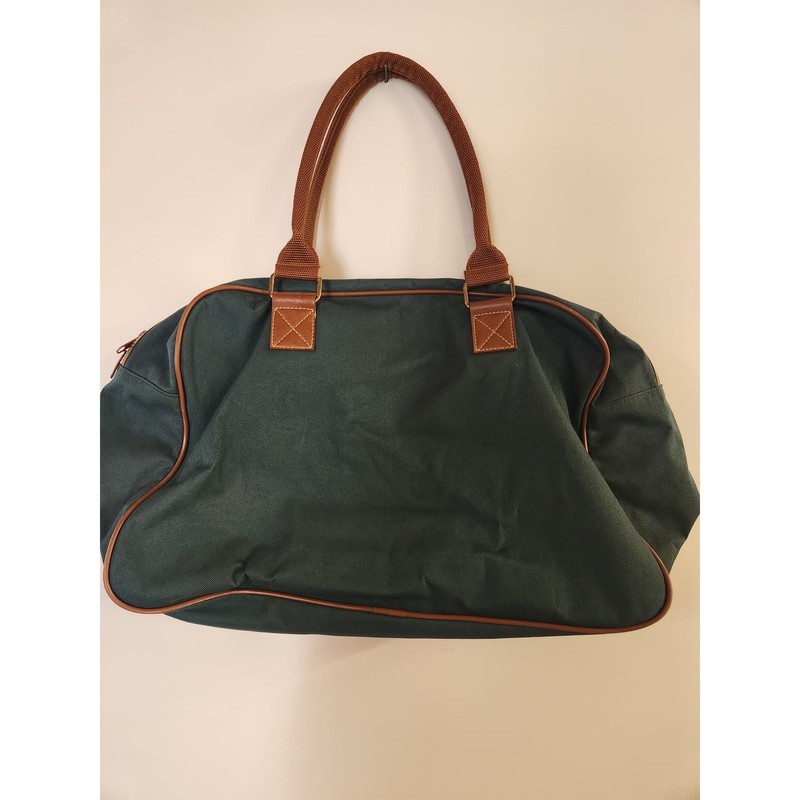 VTG Polo Ralph Lauren Green Canvas Brown Leather Small Duffle Bag Pony EUC gallery