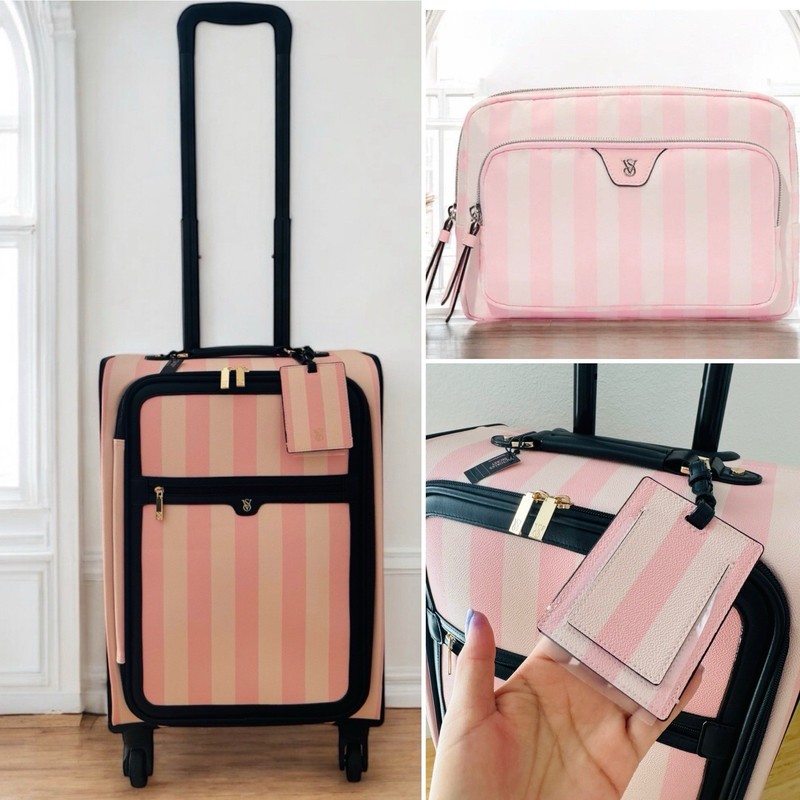 with tags Victorias Secret Carryon Luggage Suitcase Stripe Gift Makeup G1N