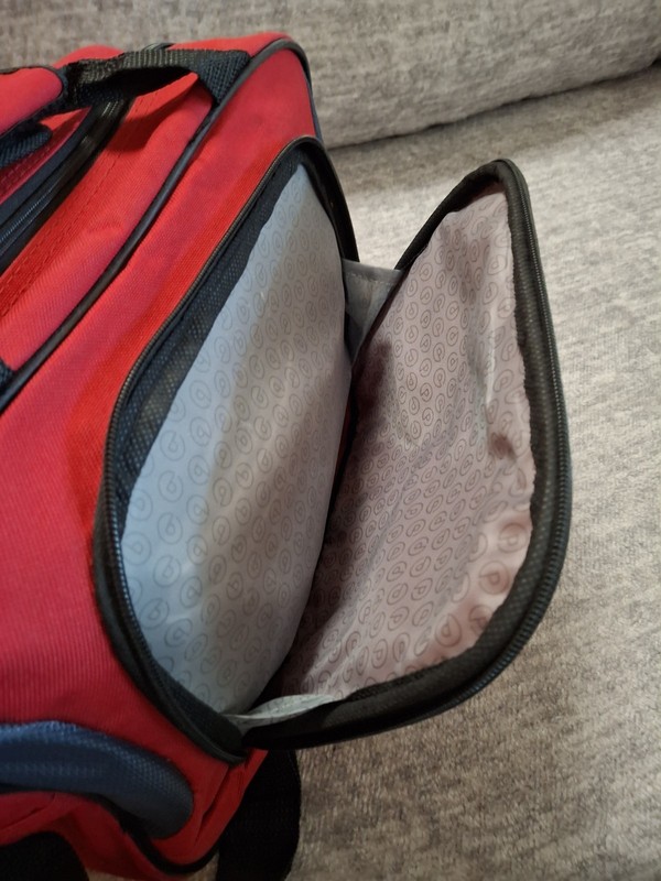 Protégé Red Accessory Bag Polyester Adjustable Straps Zippered Compartments gallery