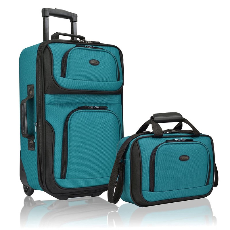 U.S. Traveler Rio Lightweight Softside Rolling Carry-on Suitcase, 2-Wheel Set…