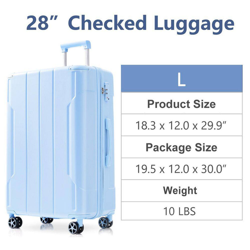 29.5 In. Sky Blue Lightweight Durable ABS Hardshell Suitcase Single Luggage gallery