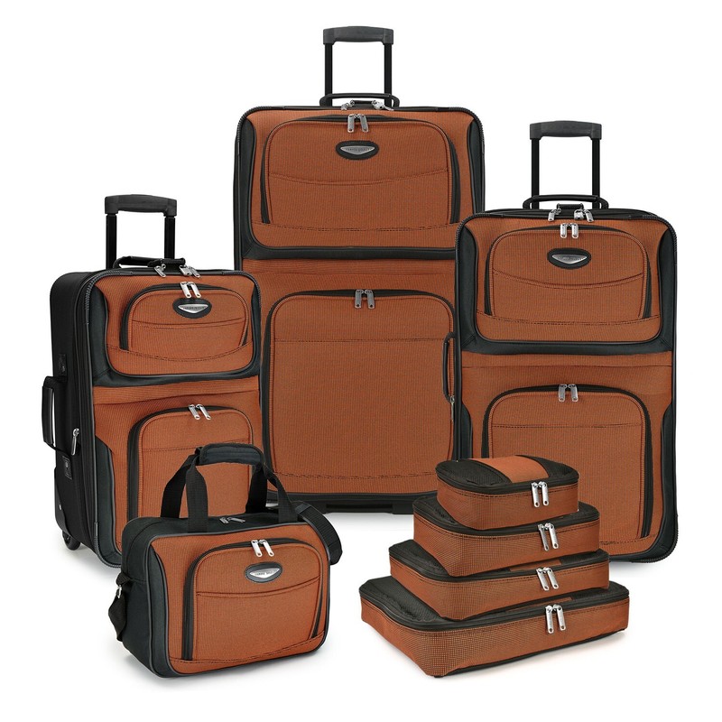Travel Select Amsterdam 8 Pc Expandable Rolling Upright Luggage Set – Orange