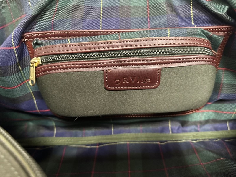 Orvis 30" Green Canvas & Brown Leather Rolling Duffle Luggage Bag, Retractable gallery
