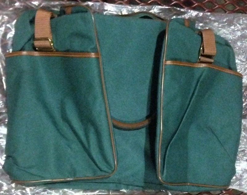 Polo Ralph Lauren Green Solid Overnight Bag Brown Trim Carry Handles BRAND NEW gallery