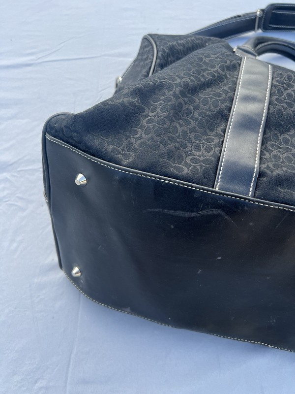 Vintage Coach Signature Jacquard Weekender Duffel Travel Bag Black 6068 gallery