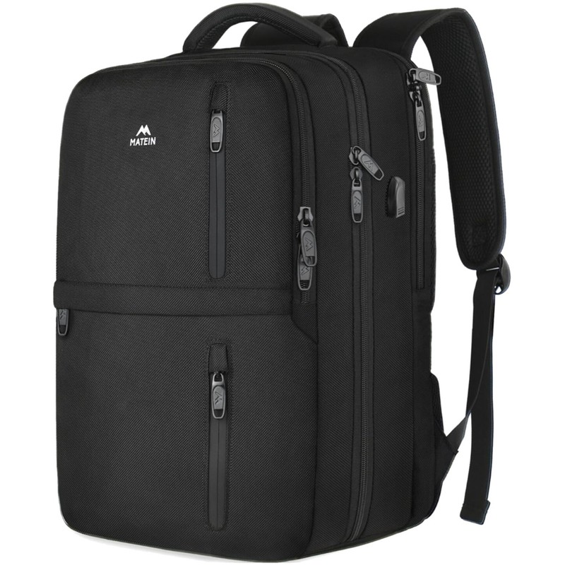 Water-Resistant Carry On Backpack for Men & Women – Fits 17″ Laptop, Black