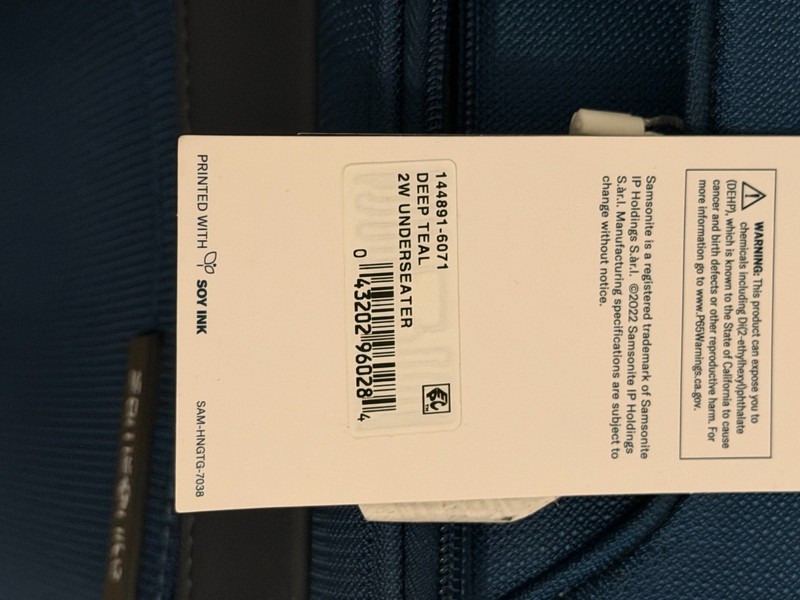 Samsonite Underseat Carry On Luggage Rolling Travel Bag Teal Spinner NEW gallery