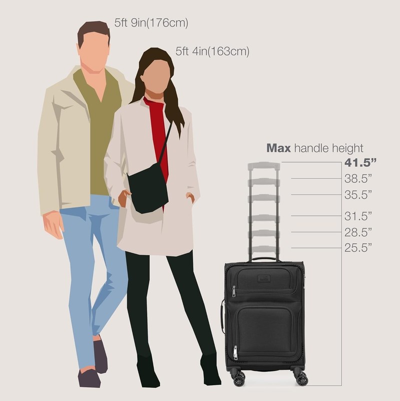Lightweight Softside Rolling Suitcase 4-Wheel Set Travel Carry-On Water-Resis... gallery