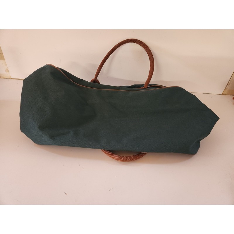 VTG Polo Ralph Lauren Green Canvas Brown Leather Small Duffle Bag Pony EUC gallery
