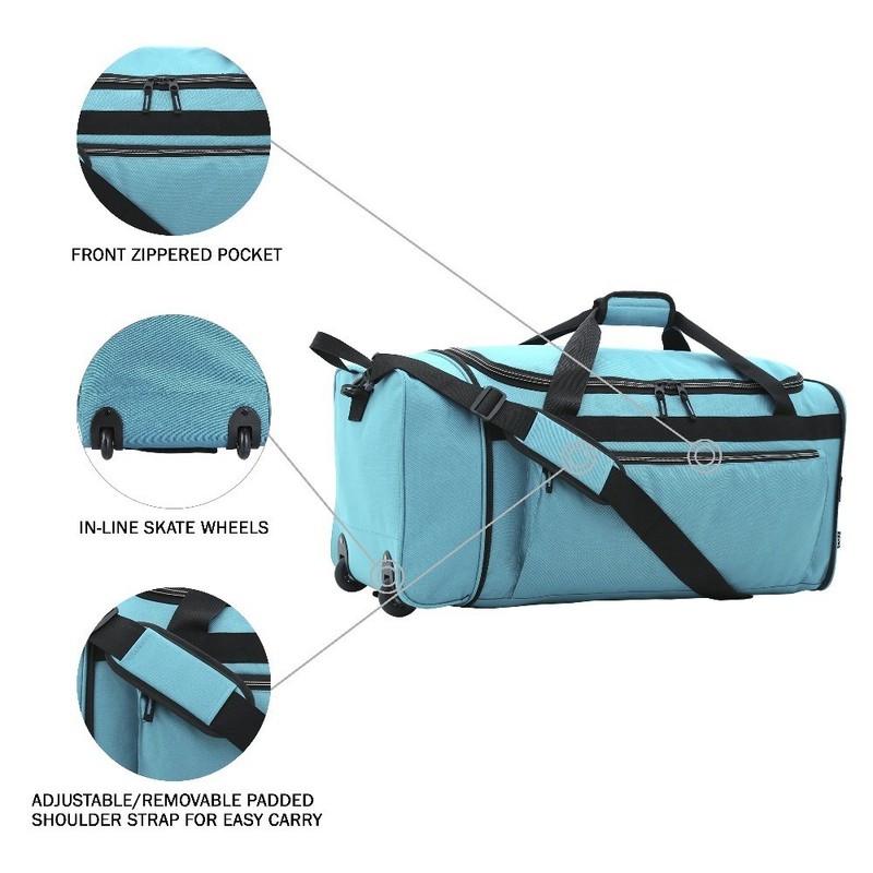 Large 28 Inch Expandable Rolling Duffle Bag, Teal Travel Luggage with Wheels gallery