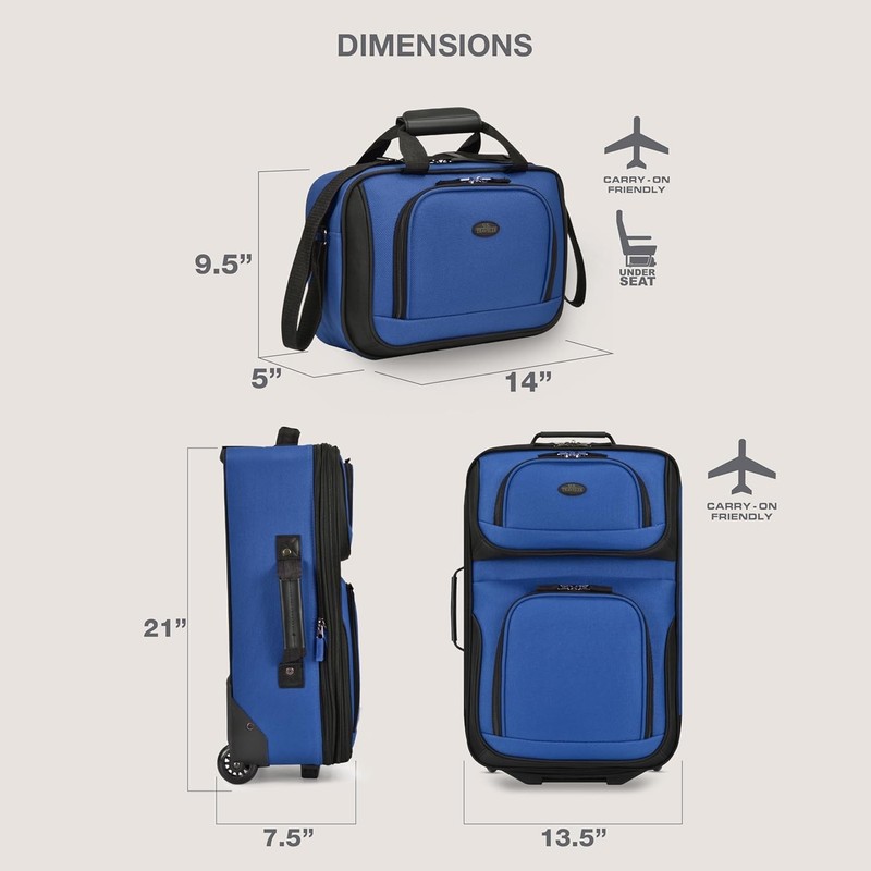 Rio Softside Expandable Carry-On Rolling Luggage, Royal Blue, 2 Wheel Set gallery
