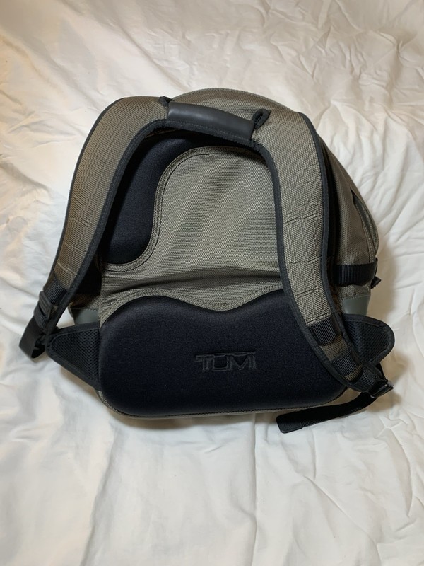 TUMI T2 Backpack Excursion Carry On Travel Bag Ballistic Leather Olive Black B gallery