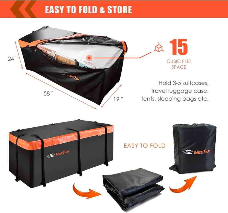 Hitch Mount Cargo Carrier Bag Soft Shell 100% Waterproof 16 Cubic Feet (58" 24" gallery