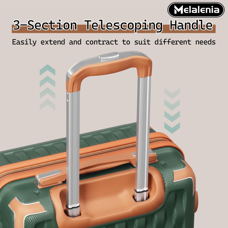 Luggage Set 7 Piece Hard Shell Spinner Wheels TSA Lock Green Brown Lightweight gallery