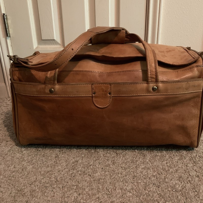 Vintage Hartmann Genuine Leather Carry-On Luggage Duffel Bag Tan Brown