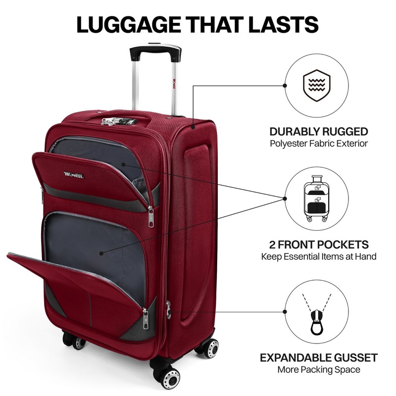Lightweight Expandable Softside Suitcase SoftShell Multiple Pockets Luggage gallery