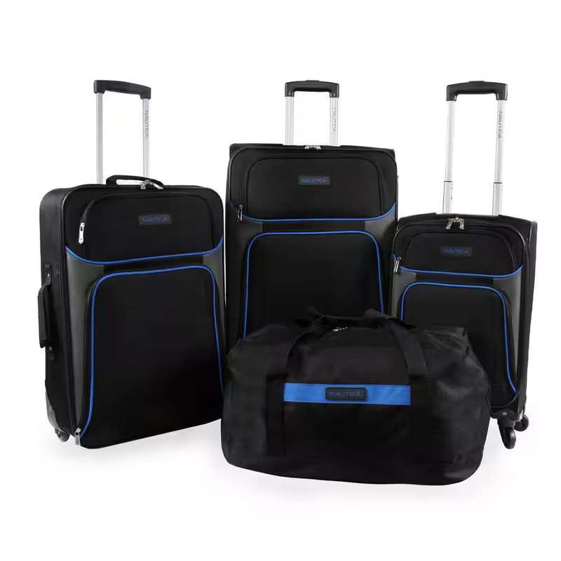 Seascape Collection 4-Pcs Softside Luggage Set - Black/Blue