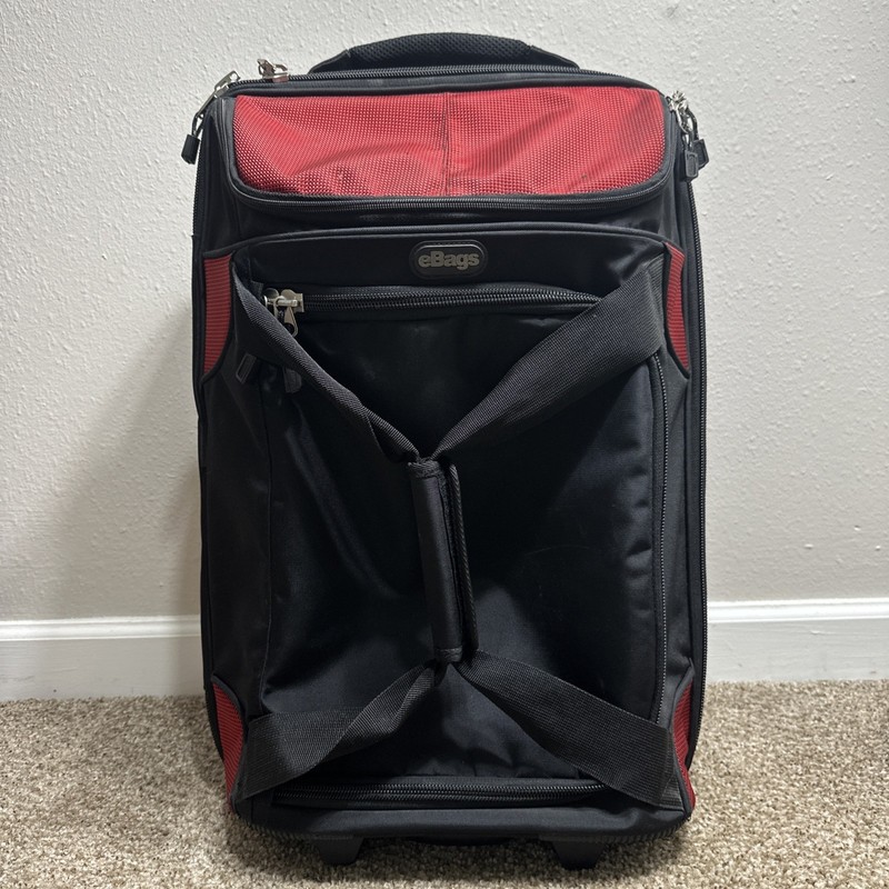 eBags Mother Lode 21″ Wheeled Carry-On Rolling Duffel – Black/Red Luggage Bag