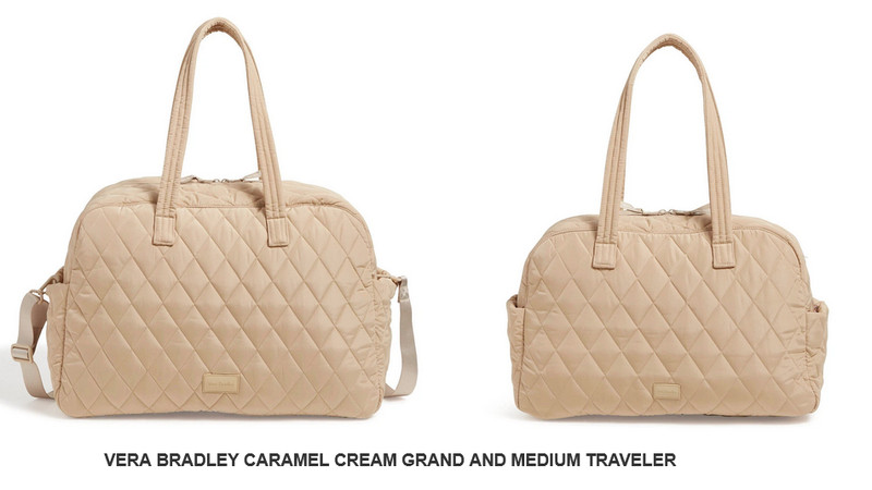 2 pc Caramel Cream Vera Bradley Grand & Medium Travelers NEW